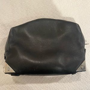 Alexander Wang Black Leather Cosmetic Pouch with Silver Hardware